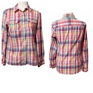 Tommy Hilfiger Plaid Long Sleeve Button Up Top